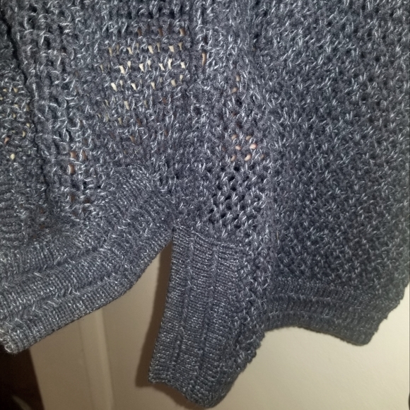 Chico's Open Stich Pullover Sweater Navy Size 1 with Hood - Picture 6 of 7